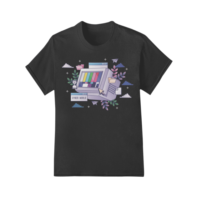Camiseta Retro Tech Cyber World Vintage Black